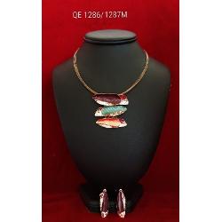 Set de colier si cercei zamac aurit aur roz 42 7cm qe1286 1287