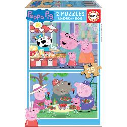 Puzzle-ul din lemn pentru copii cu motivul purcelu&537;ei vesele Peppa Pig este un puzzle frumos potrivit pentru to&539;i copii de la 4 ani Fiec&259;rui copil asambleaz&259; cu drag puzzle-uri cu motive colorate &537;i vesele Ambalajul acestui puzzle pentru copii include un set de dou&259; imagini din seria animat&259; Peppa Pig care le plac multor copii Fiecare imagine este 
