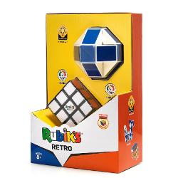 Setul retro Rubik este o cutie cadou cu doua dintre cele mai iconice jocuri de puzzle Clasicul cub 3x3 Rubiks Cube si Rubiks Snake sunt primele jocuri de puzzle dezvoltate de profesorul Erno Rubik iar aceste produse de succes din anii 80 sunt inca populare printre fanii lui Rubik