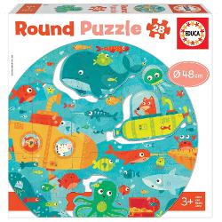 Puzzle-ul pentru cei mici Under the Sea de la produc&259;torul spaniol Educa este un puzzle elegante cu o imagine a lumii subacvatice care vor încânta atât b&259;ie&539;ii cât &537;i fetele de la vârsta de 3 ani Puzzle-ul este rotund iar diametrul imaginii pliate este de 48 cm Dup&259; asamblarea puzzle-ului acesta poate fi din nou pliat &537;i depozitat 