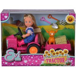 Papusa Evi Love cu Tractor include accesoriiP&259;pu&537;&259; pe tractorul ei cu remorc&259;Include Animalut baloti de fân lopata si furca Dimensine papusa 12 cmPotrivit pentru copii peste 3 ani