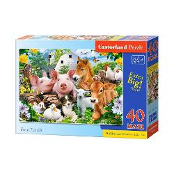 Puzzle de 40 de piese mari cu Farm Friends Dimensiuni cutie 325×225×5 cm Dimensiuni Puzzle 59×40 cm Recomandat copiilor cu vârste de peste 4 ani