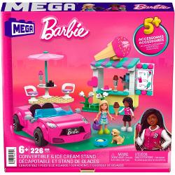 Set de joaca cu masina decapotabila si stand de inghetata Barbie Mega Bloks MTHPN78