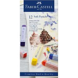BATOANE PASTEL SOFT CRETAT - Faber-Castell  • 12 culori • pentru desen neted pe suport de hârtie span 