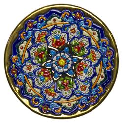 Farfurie lucrata manual cu emailuri si aur de 24k Model 01170400 17 cm Ceramica spaniola decorativa andaluza