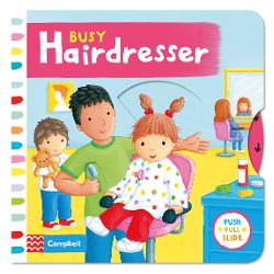 In Busy Hairdresser introduce children to the idea of getting their hair cut while they explore the busy salon by pushing pulling and turning the tabs Wash the clients hair trim the ends and choose different hairstyles Children will love playing with this bright and colourful board book with gentle rhyming text and wonderful illustrations by Rebecca Finn which is part of the Busy Book seriesAlso available Busy Garage Busy Builders Busy Playtime Busy Beach Busy Garden Busy Park 
