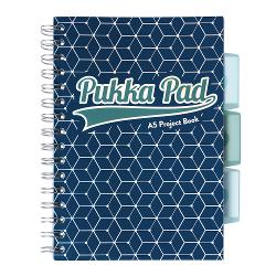 Caiet cu spirala si separatoare Pukka Pads Project Book Glee dictando A5 albastru inchis 200 pagini 