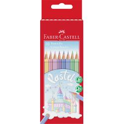 Cutie carton cu 10 creioane colorate Forma ergonomica triunghiulara Culori pastel 