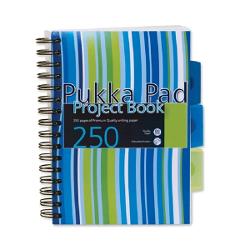 Caiet cu spirala si separatoare Pukka Pads Project Book Stripes A5 dictando rozalbastru 250 pagini