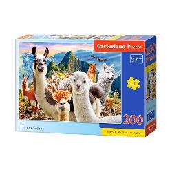 Puzzle de 200 piese cu Llamas Selfie Puzzle-ul are dimensiunile 49 x 29 cm Pentru varste peste 7 ani