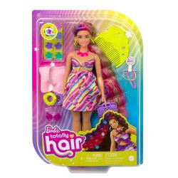 Inspirata de papusa Barbie cel mai bine vanduta care a facut furori pentru prima data acum 30 de ani papusa Barbie Totally Hair cu tematica de floare se mandreste cu propria ei coafura textura de par si cu propriul look la moda Papusa are 85 inch de par foarte lung cu care va puteti juca si include peste 15 piese suplimentare inclusiv 8 agrafe de par cu schimbare de culoare accesorii pentru coafare si o moda suplimentara Papusa Barbie are o forma curbata a corpului si include dungi 