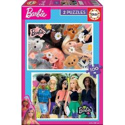Puzzle 2x100 piese cu Barbie Dimensiune puzzle asamblat 40 x 28 cm Pentru varste de peste 5 ani