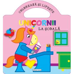 Seria Unicornii Coloreaza si lipeste se adreseaza copiilor de peste 3 ani invatandu-i cuvinte noi intr-un mod distractiv colorand fiecare desen in culorile conturului si lipind abtibildurile care au aceeasi culoare in fundal Ilustratii color de Jordi Busquets