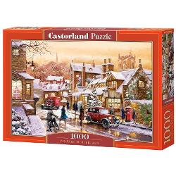 Puzzle de 1000 piese cu Vintage Winterland Puzzle-ul are dimensiunile 68 x 47 cm si cutia 35×25×5 cm Pentru cei cu varste de peste 9 ani