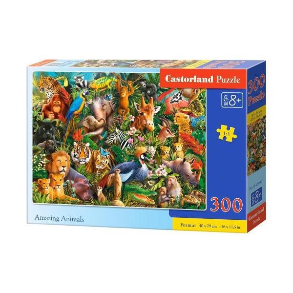 Puzzle de 300 de piese cu Amazing Animals Dimensiuni cutie 325×225×5cm Dimensiune puzzle 40×29cm Pentru cei cu varste de peste 8 ani
