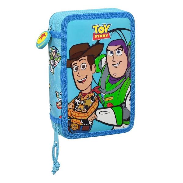 Penarul dublu echipat Toy Story este mai mult decat un necesar pentru scoala este un organizator perfect pentru creioane pixuri si alte accesorii necesare scrisului si desenatuluiPenarul dublu echipat Toy Story are forma de carte este intarit si compartimentatPrimul compartiment este echipat cu un creion un pix o ascutitoare o guma 