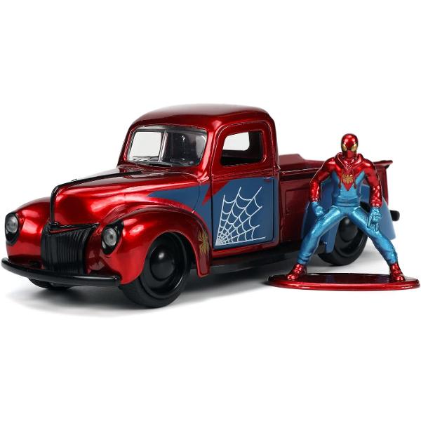 Masinuta metalica cu figurina Marvel Spider Man 1941 Ford Pick Up scara 132 253223016