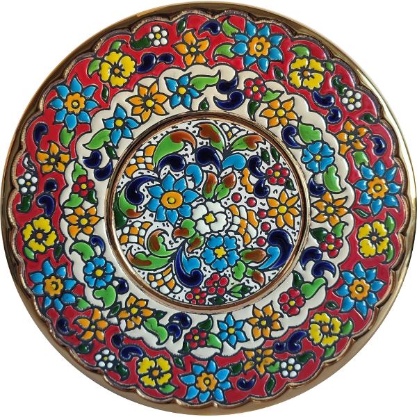 Platou decorativ din ceramica pictat si aurit manual 21 cm 11508