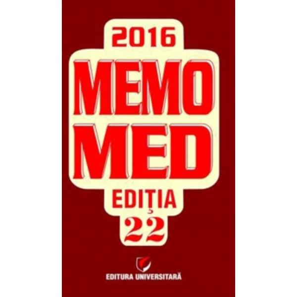 Cartea MEMOMED 2016 editia 22 este structurat in doua volume MEMOMED 2016 este recomandat atat medicilor si farmacistilor cat si celor interesati de cunoasterea celor mai noi informatii si practici terapeuticeMEMOMED 2016 Memorator de farmacologie alopata  MEMOMED 2016 Volumul 2 - GHID FARMACOTERAPIC ALOPAT SI HOMEOPAT EDITIA A DOUAZECISIDOUACEA MAI MARE GRESEALA DIN ISTORIA MEDICINIIbr 