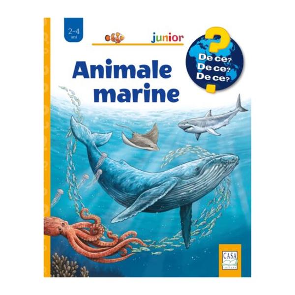 Întorcând paginile cartonate &537;i c&259;utând înfrigura&539;i sub ferestrele numeroase micii cititori vor descoperi fantastica lume subacvatic&259; în care vie&539;uiesc mamifere uria&537;e ca balena delfinul ca&537;alotul &537;i marele rechin alb Reciful de corali seam&259;n&259; cu un munte subacvatic multicolor unde multe viet&259;&539;i marine î&537;i g&259;sesc hran&259; &537;i ad&259;post Oare cum vâneaz&259; 
