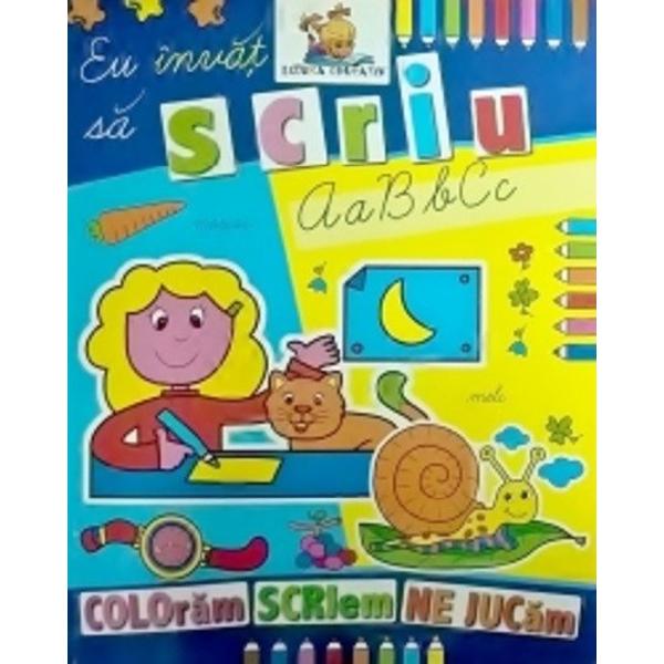 Carte de colorat educativa cu ajutorul careia cei mici vor invata sa scrieCartea este in format A4 avand o calitate grafica deosebita fiind imprimata pe hartie rezistenta potrivita pentru cei mici
