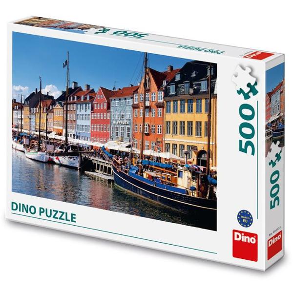 Puzzle Copenhaga 500 piese - DINO TOYS Copenhaga a fost desemnat cel mai fericit oras din lume si are multe locuri frumoase de vizitat si de admirat Descoperiti in acest puzzle zona istorica Nyhavn care se afla langa un canal ce dateaza din secolul al XVII-lea si unde sunt inca ancorate nave vechi din lemn Caracteristici- Puzzle-ul clasic este format din 500 piese ce compun o imagine din cartierul 