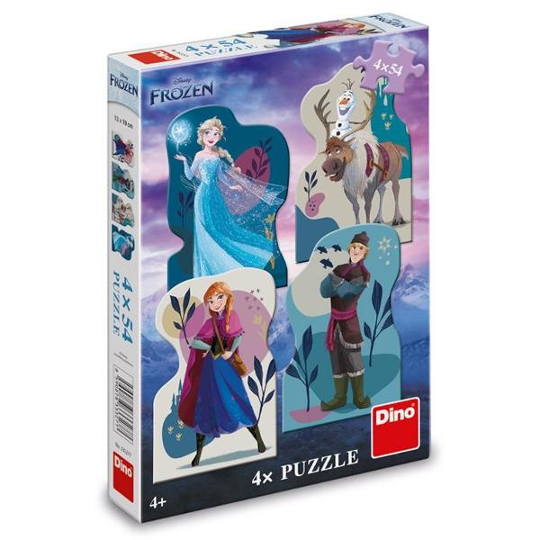 Puzzle Frozen 4x54 piese - DINO TOYS Un basm de gheata sub forma de puzzle este o aventura de neuitat pentru copii Intrati in lumea magica a Regatului de Gheata cu acest set de puzzle-uri Caracteristici- Fetitele vor fi incantate sa puna impreuna 4 imagini cu frumoase printese si eroi din filmul Disney preferat Fiecare puzzle contine 54 de piese ceea ce reprezinta o provocare ideala pentru copiii de 