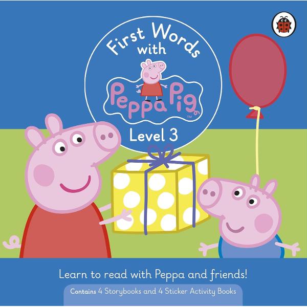 Learn to read with Peppa and friendsFirst Words with Peppa is a levelled reading series of Peppa Pig stories for children who are learning to read The series is based on the Dolch Sight Words list ; a list of the 220 most common words found in childrens English-language reading materialThe five levels of First Words with Peppa are suitable for children aged 4-6 or younger if supported by an adult This Level 1 Box Set includes four Storybooks and four Sticker 