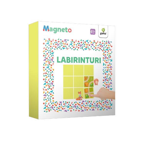 Magneto • Labirinturi con&539;ine piese magnetice cu ajutorul c&259;rora copilul trebuie s&259; g&259;seasc&259; solu&539;ii la problemele propuse &537;i s&259; creeze astfel peste 70 de trasee posibile între personajele de pe tabl&259; Traseele au diferite nivele de dificultate jocurile propuse sunt potrivite pentru copii de 4 pân&259; la 7 ani Rezolvarea puzzle-urilor magnetice contribuie la exersarea gândirii logice 
