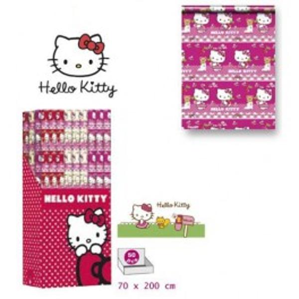 Hartie de impachetat Hello Kitty Sweet 200 x 70 cm in trei modeleEste o hartie rezistenta frumos colorata si imprimata cu pisicuta Hello Kitty SweetHartia de impachetat este destinata utilizatorilor care doresc o solutie de impachetat rapida economica si se poate folosi pentru impachetarea 