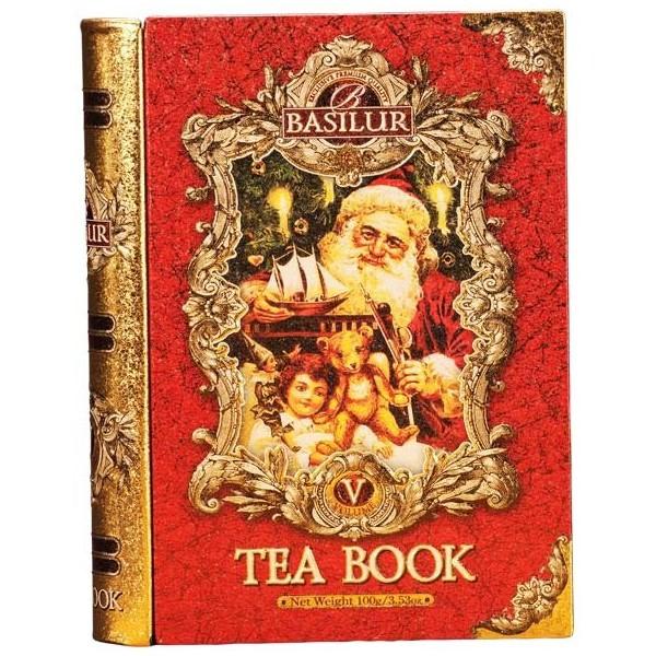 Basilur sarbatoreste Craciunul printr-o noua aparitie Tea Book a cincea din serie conceputa special pentru a fi savurata in sezonul alb Un ceai care poate fi daruit sau impartasit cu prietenii la gura sobei Un cadou de Craciun perfect Compozitie 100 ceai negru pur din frunze de Ceylon cu fructe Goji sofran si arome naturale de Craciun Cutie metalica in forma de carte 100g