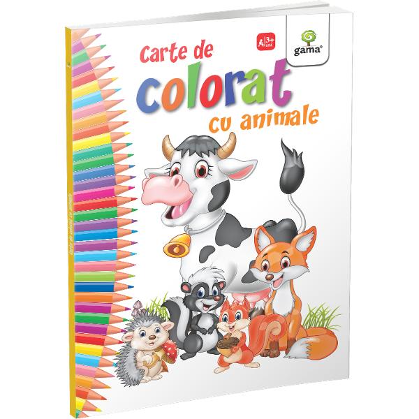 „Cartea de colorat cu animale” încurajeaz&259; copilul s&259; coloreze cele mai simpatice animale domestice &537;i s&259;lbatice Formatul mare desenele cu contururi precise &537;i catrenele amuzante fac coloratul mult mai distractiv &537;i interesant