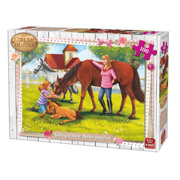Puzzle 100 piese Getting To Know Mother And FoalIn cazul in care iubesti animalele si in special caii in mod sigur vei adora sa asamblezi acest puzzle superbDimensiuni puzzle244x177 cmDimensiuni cutie 255x19x45 cm