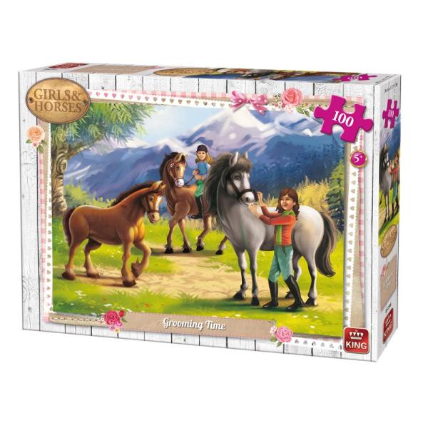 Puzzle 100 piese Grooming TimeIn cazul in care iubesti animalele si in special caii in mod sigur vei adora sa asamblezi acest puzzle superbDimensiuni puzzle244x177 cmDimensiuni cutie 255x19x45 cm