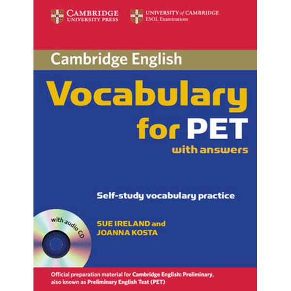This book covers the vocabulary needed for the PET exam It provides students with practice of exam tasks from the Reading Writing and Listening papers It includes useful tips on how to approach exams tasks and learn vocabulary It is informed by the Cambridge International Corpus and the Cambridge Learner Corpus to ensure that the vocabulary is presented in genuine contexts and covers real learner errors