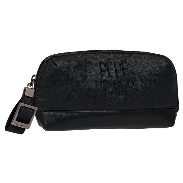 Portofel Pepe Jeans Embroidery - culoare negru material piele ecologica dimensiune 20x11x4 cm 3 compartimente