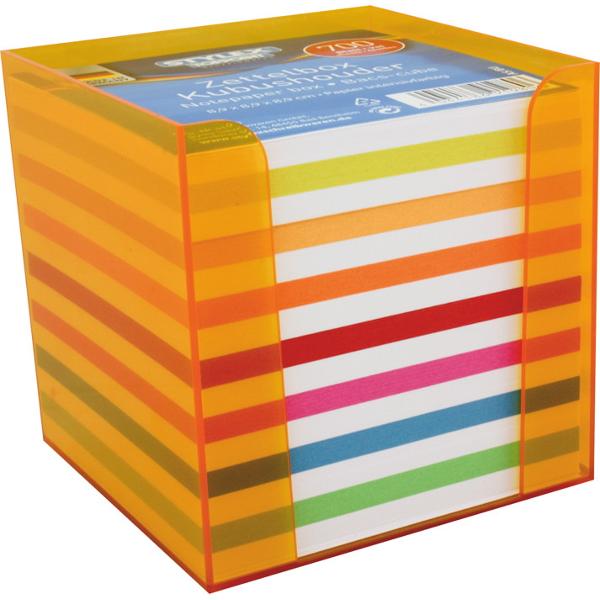 Cub de hartie color cu support din plastic coloratContine 700 coli hartie Format 96x96x96xmm