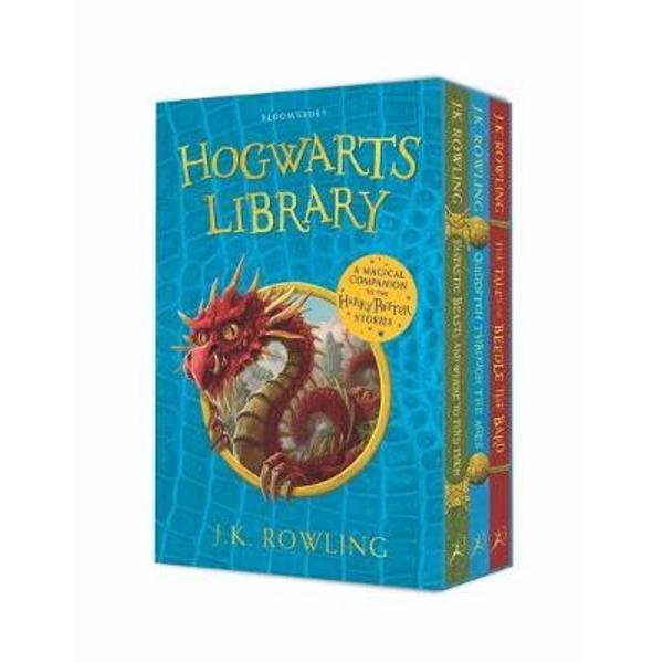 This gorgeous new paperback edition of the Hogwarts Library brings together three much loved classics from the Wizarding World - Fantastic Beasts and Where to Find Them Quidditch Through the Ages and The Tales of Beedle the Bard Each handsome paperback features stunning colour art by Jonny Duddle and beautiful interior line illustrations by Tomislav TomicA treasure trove of magical facts and fairytales the Hogwarts Library is an essential companion to the Harry Potter series 