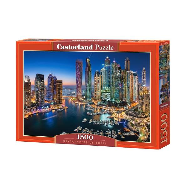 Puzzle de 1500 de piese cu Zgarie Norii Dubaiului Cutia are dimensiunile de 35×25×5 cm iar puzzle-ul are 68×47 cm Pentru cei cu varste peste 9 ani