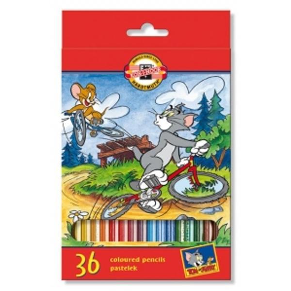 Creioane colorate Tom & Jerry 36 culori High Quality - Ø mina  32mm; Ø creion  7mm; in cutie carton
