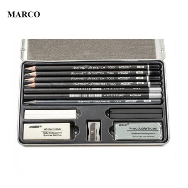 Set de creioane Black Box in cutie metalica eleganta contine- 2 creioane carbune- 4 creioane grafit- 1 stick grafit- 1 ascutitoare- 2 radiere- 4 creta pastel- Diametru grif 32 mm