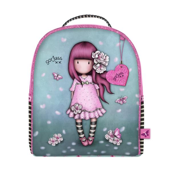 Rucsac baby Gorjuss Cherry Blossom Pentru gradinita sau iesiri in parc alege Rucsacul baby Gorjuss Cherry BlossomRucsacul baby Gorjuss Cherry Blossom are un compartiment si un buzunar in interior bretelele confectionate din materiale durabile si rezistente sunt reglabile in functie de inaltimePe fata rucsacul baby Gorjuss Cherry Blossom are agatata o inimioara roz cu 