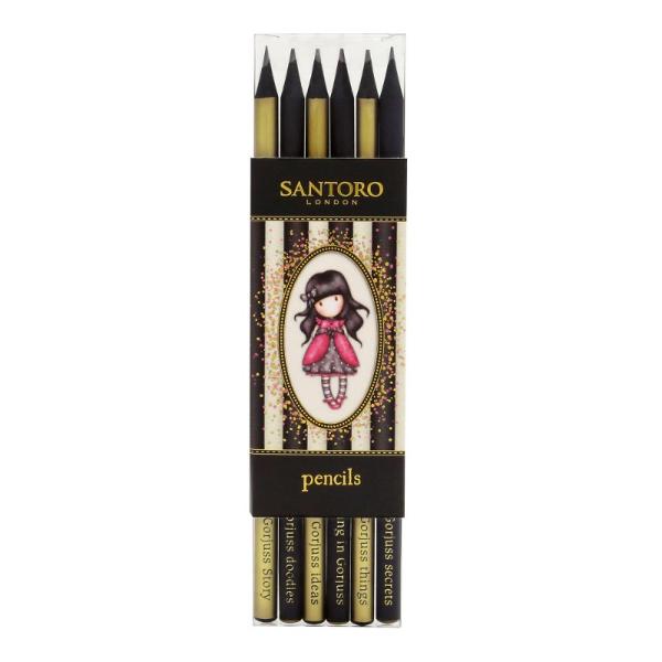 Gorjuss Set 6 creioane in cutie premium - LadybirdUn set elegant si unic de creioane Gorjuss Finisat in negru si in auriu acest set de 6 creioane au un mesaj Gorjuss reliefat pe fiecareDimensiune aproximativa 5cm x 18cm x 1cm