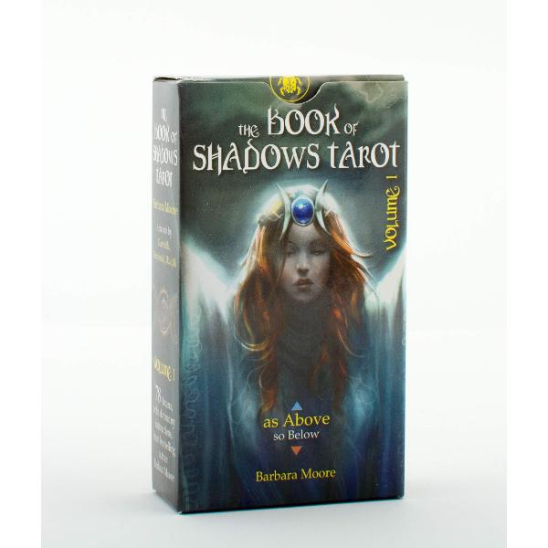 The Book of Shadows Tarot is the first volume in a two volume deck set conceptualised by tarot expert Barbara Moore This is the as above deck focusing on universal and divine energies while the second will be so below and concentrate on everyday human experiences