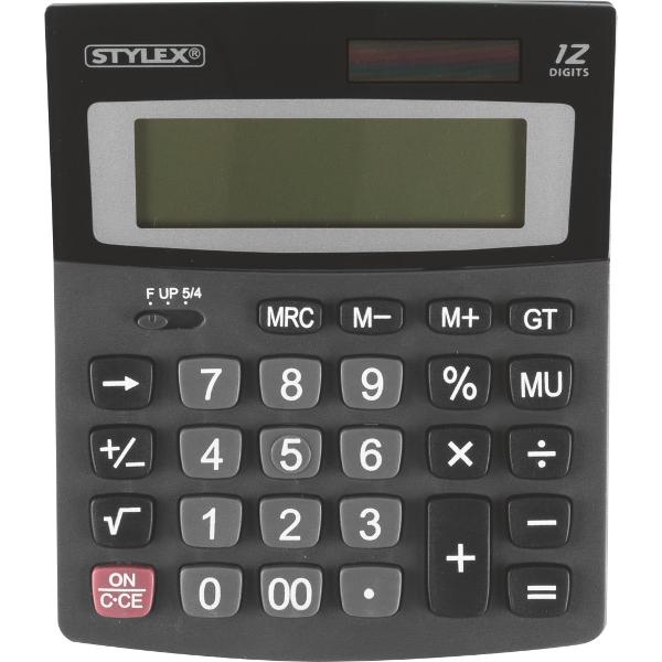 Calculator beta cu display de 12 digitiFunctioneaza solar si cu  baterii –incluseFormat 11 cm x14 cm Ambalaj cutie de cartonProdus de STYLEX-Germania