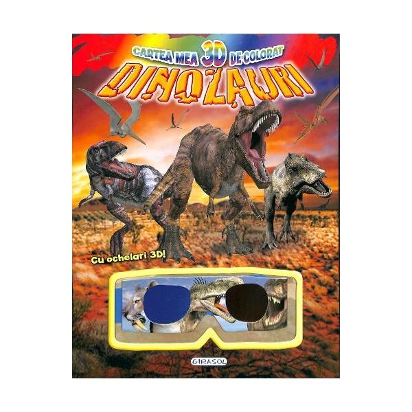 Cartea mea 3D de colorat - Dinozauri Cu ochelari 3D