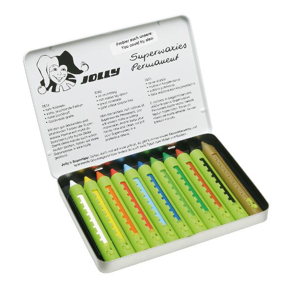 Creioane cerate Jolly clasic  cu filetretractabile Ambalare 10 creioane cerate in cutie de meta Calitate deosebita Produs de JOLLY-Germania