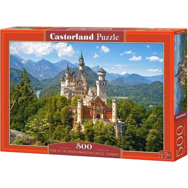 Puzzle de 500 piese cu View of the Neuschwanstein Castle Germany Dimensiunea cutiei 325×225×5 cm Dimensiunea puzzle-ului 47×33 cm Recomandat pentru varste de la 9 ani