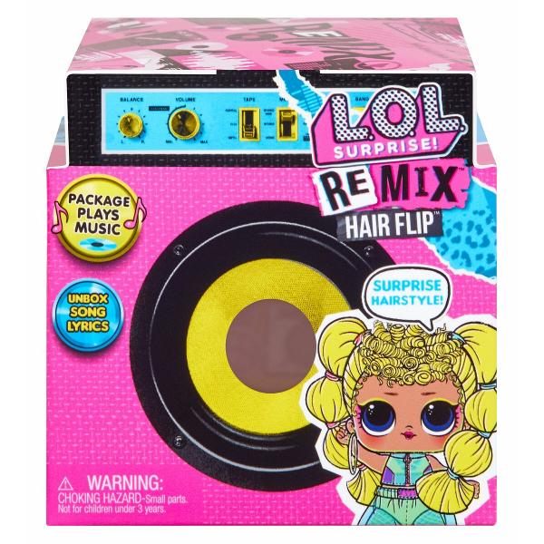 LOL Surprise Remix Hair Flip din seria Tots sunt personaje noi si fiecare reprezinta un gen muzical - Pop R&B Hip Hop sau RockToate sunt gata sa cante in concertul final - So Extra Tour - dar toata muzica lor a fost remixata Ajuta-le sa-si scoata melodia din pachetul care reda cu adevarat muzicaDezvaluie colectia mini-disc a fiecarei papusi si joaca-o pe ambalajul playerului Dupa ce ai gasit versurile papusii tale ajuta-o sa se pregateasca pentru spectacolbr 