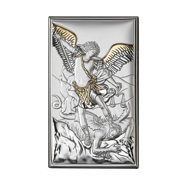 Icoana Argint Arhanghelul Mihail Auriu 12×20 cm 